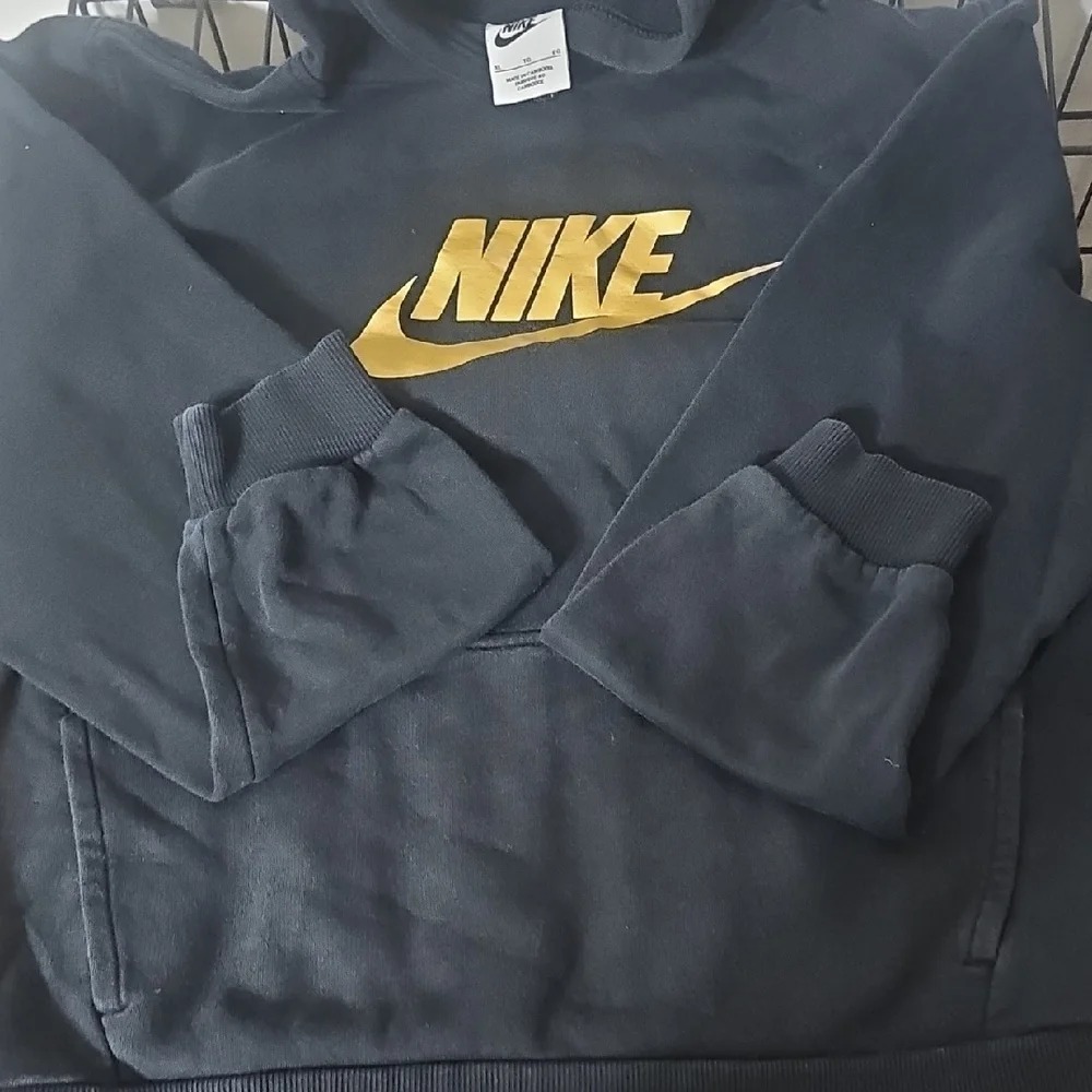 Nike Black Youth Hoodie with A Gold Swoosh - Picture 2 of 4